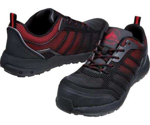 64-0989-53 Safety Shoes Lace-Up Type Black x Red 26.0 cm S6161