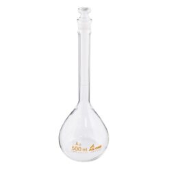 1-8565-09-56 Accurate Volumetric Flask White 500 mL with English Calibration Certificate