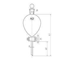 61-0186-05 Sphere Separatory Funnel Glass Cock 300mL 3700-300