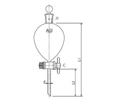 61-0186-16 Sphere Separatory Funnel PTFE Cock 3000mL 3702-3000