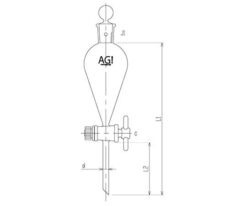 61-0186-28 Squibb Type Separatory Funnel PTFE Cock 100mL 3710-100