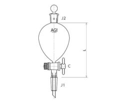 61-0186-41 Sphere Separatory Funnel with Sliding PTFE Cock 200mL 3718-200-3L