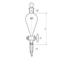 61-0186-46 Squibb Type Separatory Funnel with Sliding Glass Cock 50mL 3720-50-3L