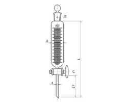 61-0186-85 Cylindrical Dropping Funnel Glass Cock 500mL 3728-500