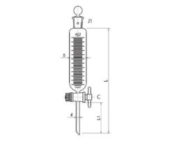 61-0186-91 Cylindrical Dropping Funnel PTFE Cock 300mL 3730-300