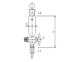 61-0187-14 Semi-Micro Cylindrical Separatory Funnel with Sliding PTFE Cock 10mL 3734-10-1M