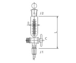 61-0187-49 Semi-Micro Cylindrical Dropping Funnel with Sliding PTFE Cock 30mL 3738-30-1M