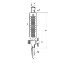 61-0187-51 Cylindrical Dropping Funnel with Sliding PTFE Cock 50mL 3738-50-3L