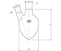 61-3626-89 Semi-Micro 2 Neck Pear-Shaped Flask 50mL 15/20 15/20 3232-050-1M1M