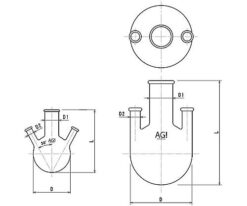 61-3629-64 3 Neck Round-Bottom Flask with Rim 100mL 3316-100
