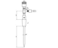 65-2346-16 Capillary Tube with High Vacuum Greaseless Valve Core Rod Material: PTFE Water Connector Specification 15/25 3390-1L-V-W